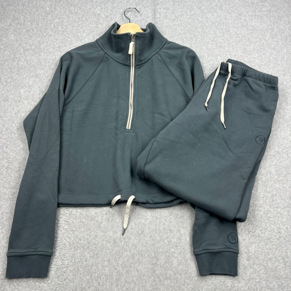 Vuori Sedona Set Women's Large Blue Half-Zip Pullover & Terry Jogger Pants VW274
